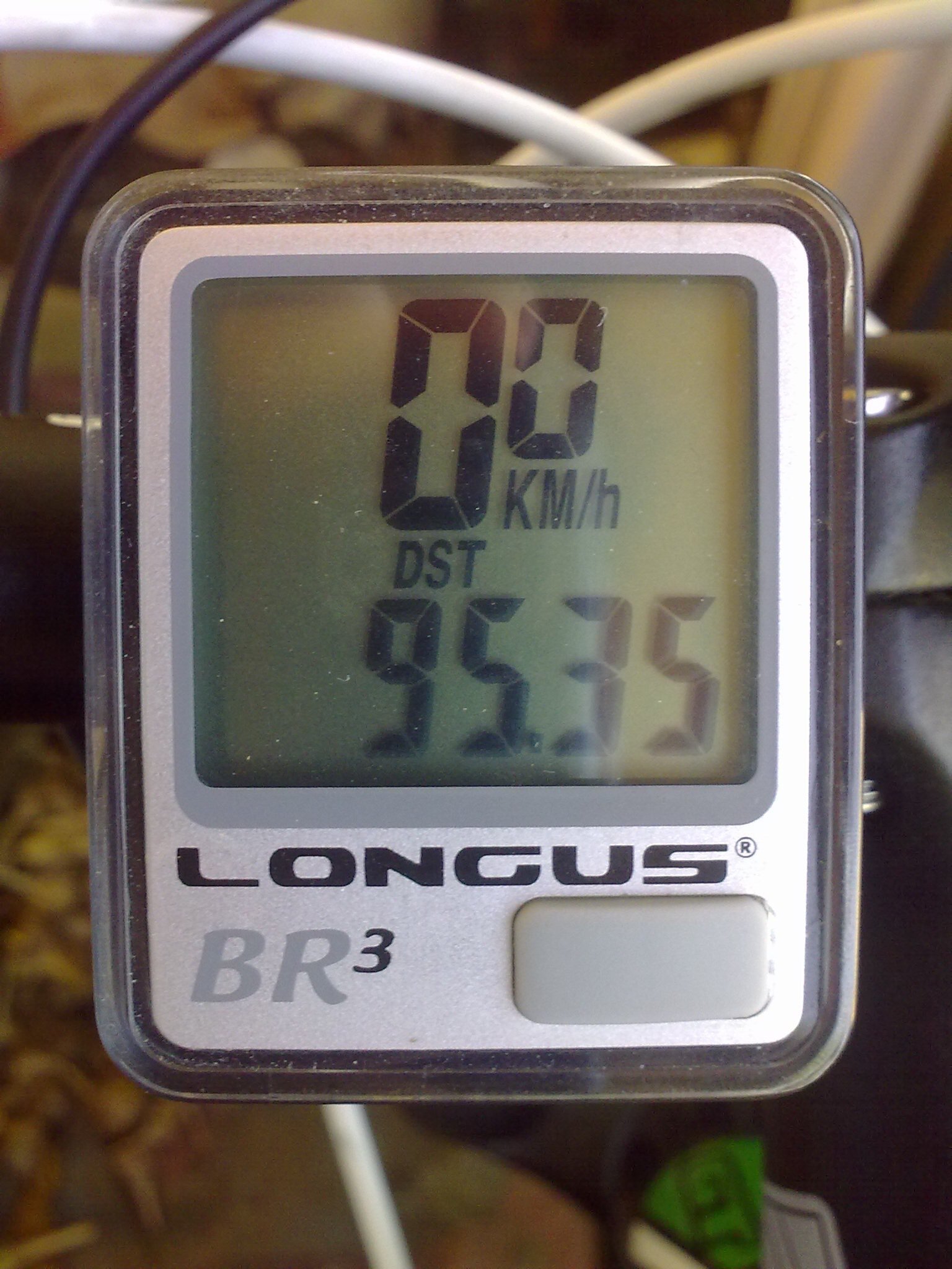 Bicycle speedometer shows 95.35 km