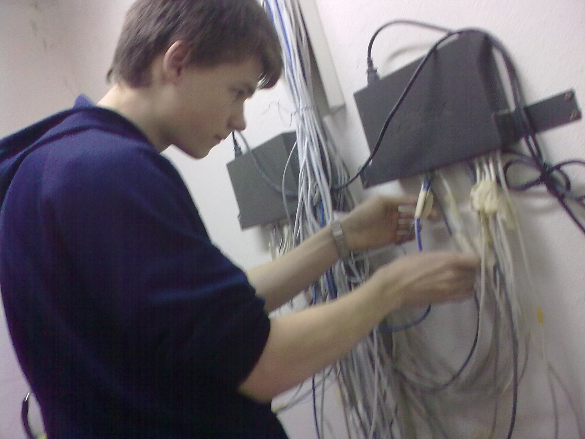 Dima working with switches and cables