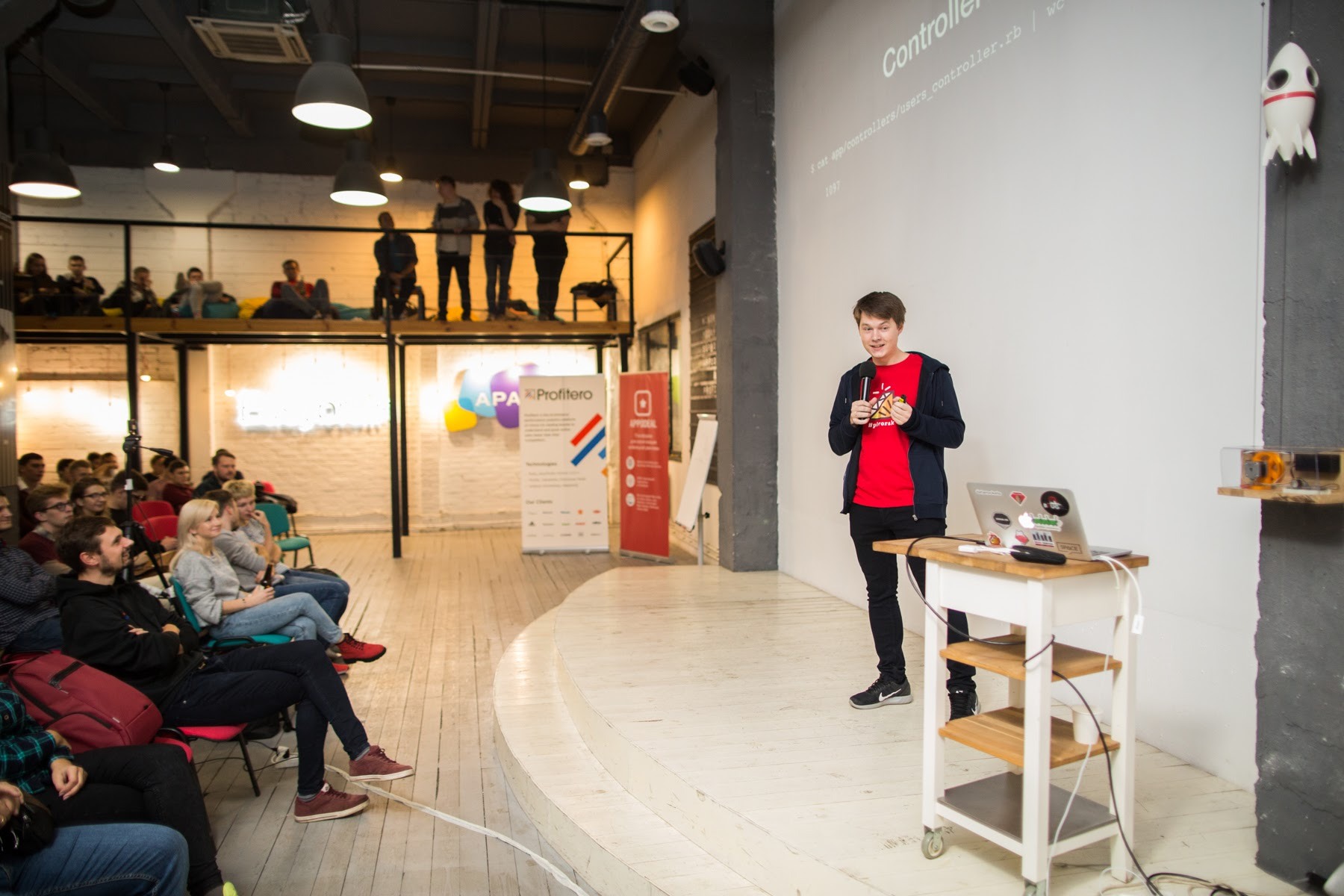 Dima is on stage on Minsk.rb in EventSpace